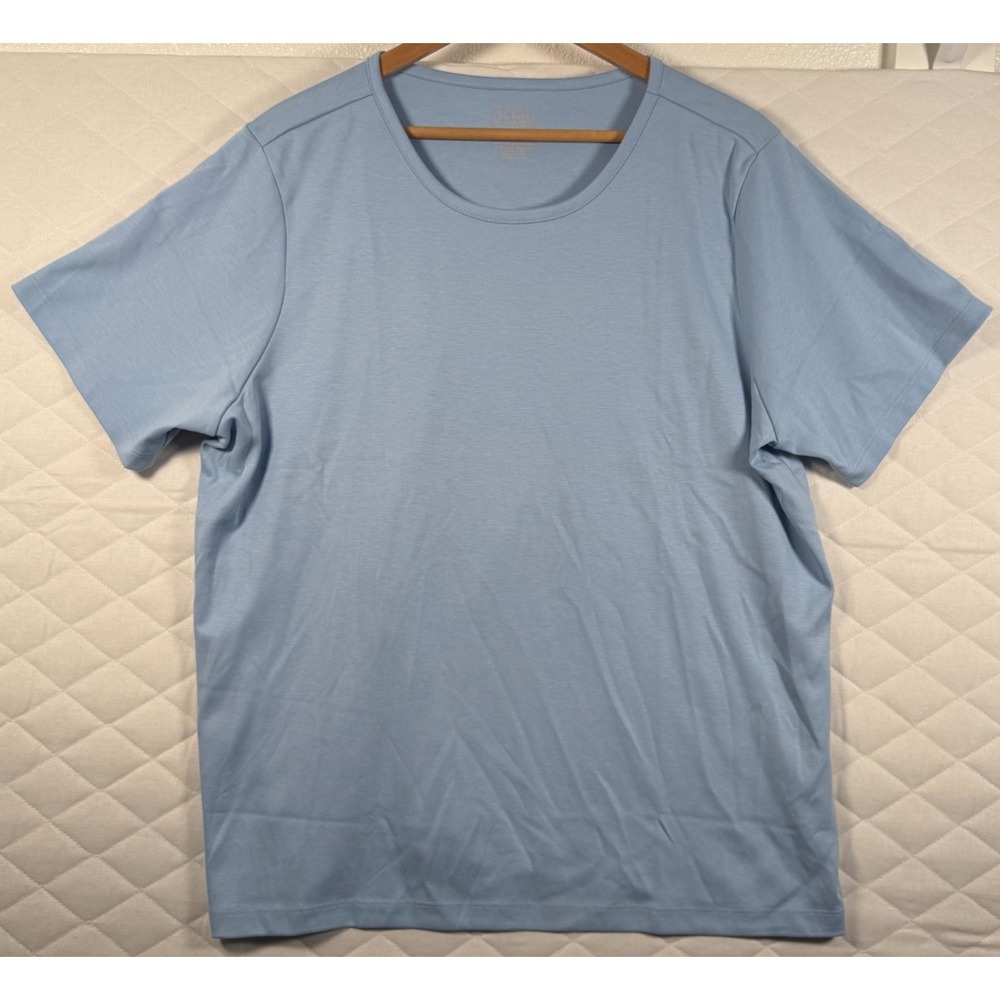 L.L.Bean Women's 1X Supima Cotton Tee Light Blue Short Sleeve Soft Top